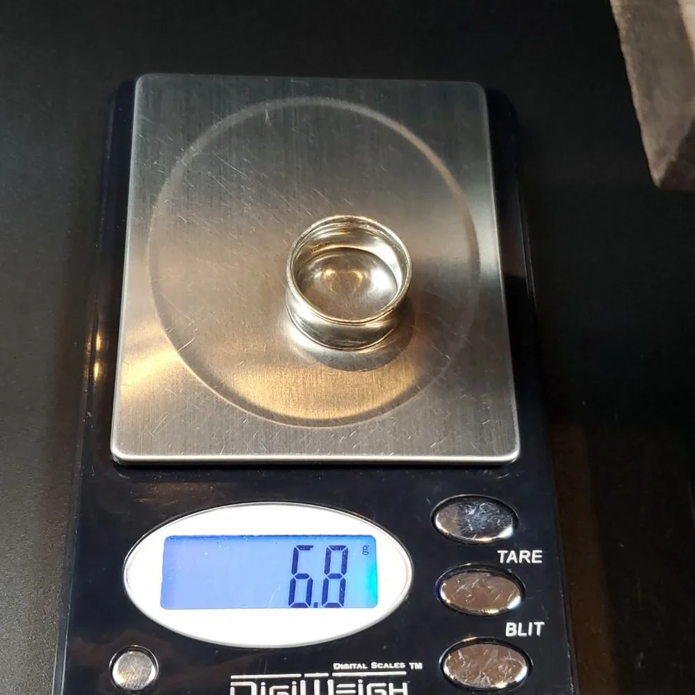 Size 7 925 Sterling Silver Large Concave Design Cool Ring - Picture 6 of 6